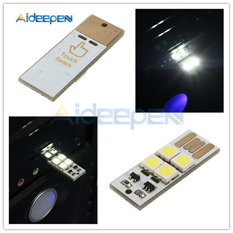 1 шт. мини usb лампа 4 светодиодный сенсорный выключатель Мобильная мощность