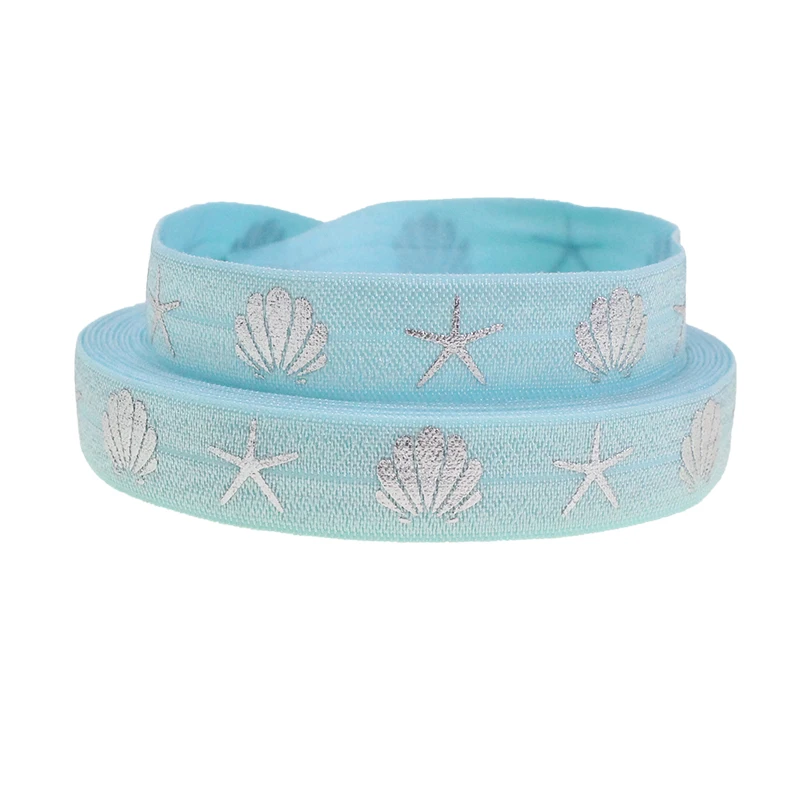 50 yards per roll 5/8'' 15mm silver foil starfish shells FOE fold over elastic for DIY hair accessories | Дом и сад