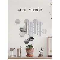 12pcs 3d hexagon acrylic mirror wall sticker self adhesive reflect glass stickers living room decorative tile sticker home decor