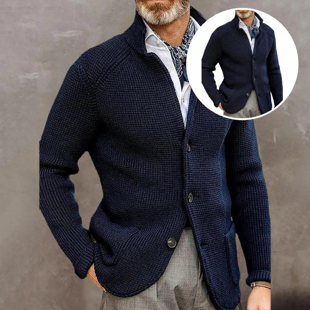 

Casual Fabulous Breathable Men Sweater Jacket Single-breasted Men Jacket Soft for Daily Wear