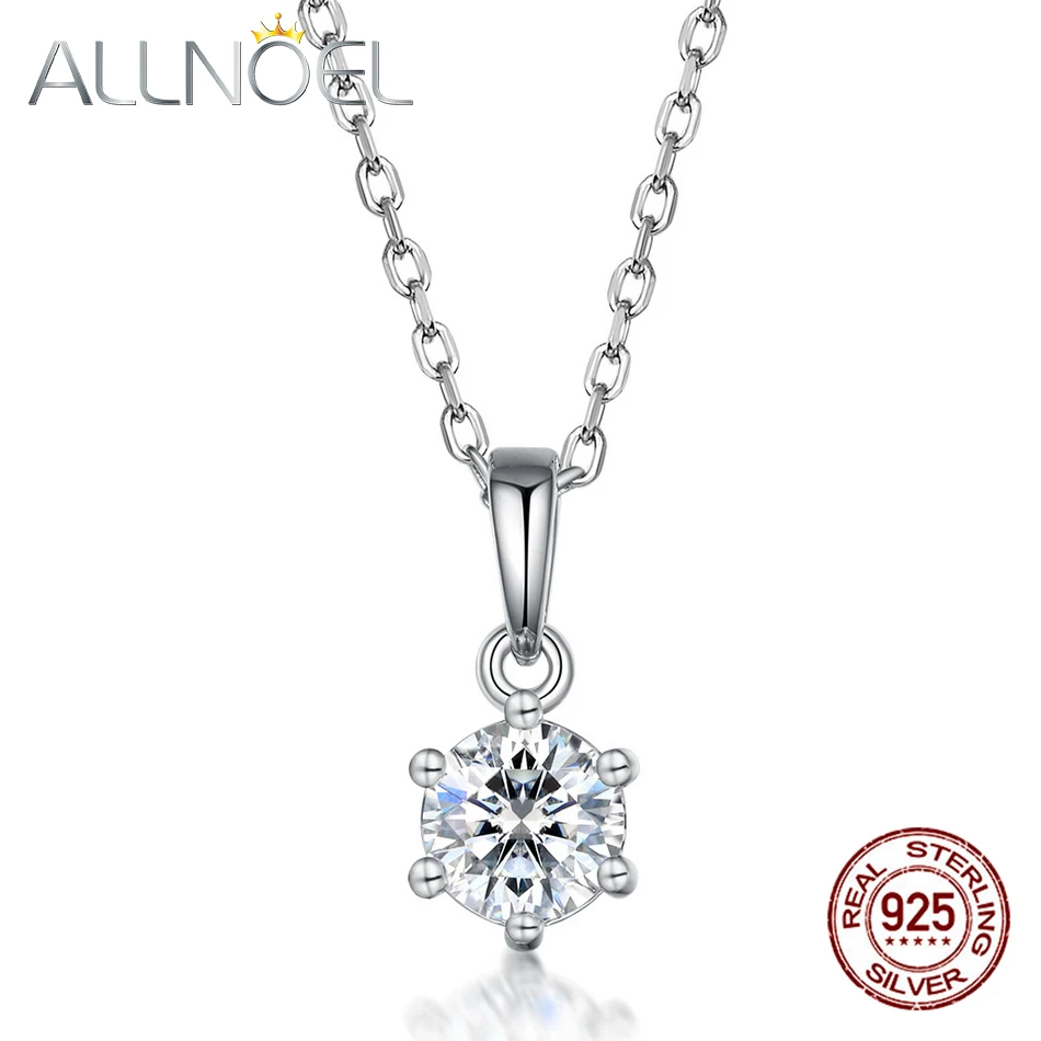 

ALLNOEL, однотонный 925 пробы, серебряный, Moissanite, с родиевым покрытием, кулон для женщин, годовщина, Luxucy, хорошее ювелирное изделие, подарок, новин...