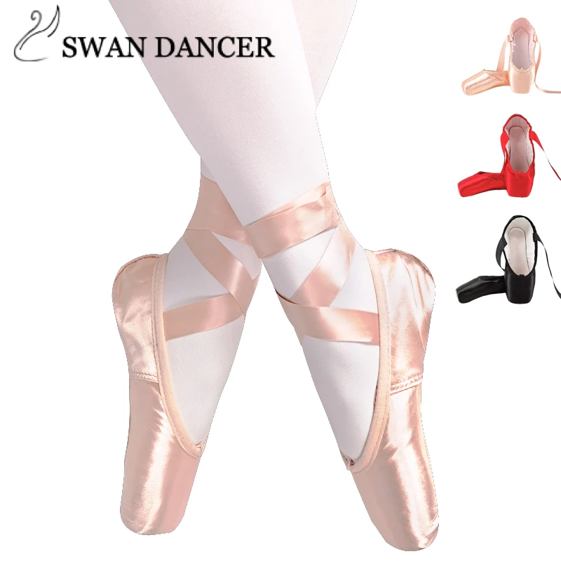 SwanDancer/профессиональные балетки Женская обувь Женские атласные с лентами|Обувь