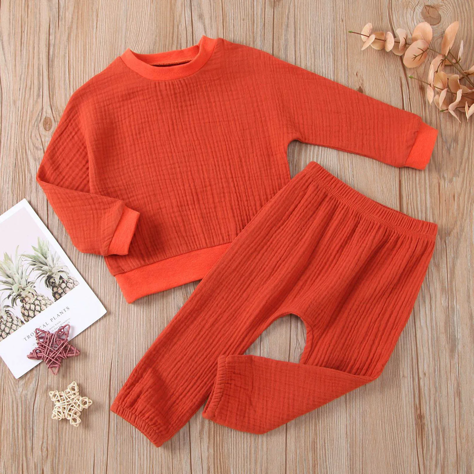 

Infant Baby Girls Long Sleeve Solid Ruffles Tops+ Solid Bow Pants Outfits