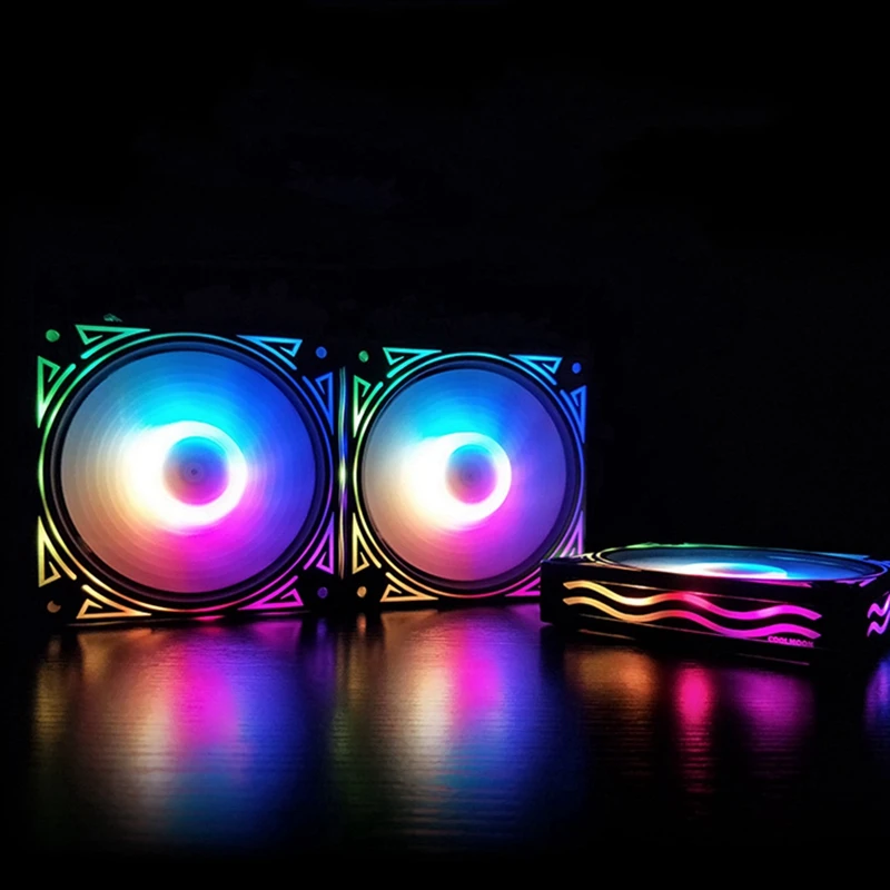 

COOLMOON 1Pcs F-JL Computer Case PC Cooling Fan RGB & 1Pcs for UFO RGB CPU Cooler Heatsink LED 12V