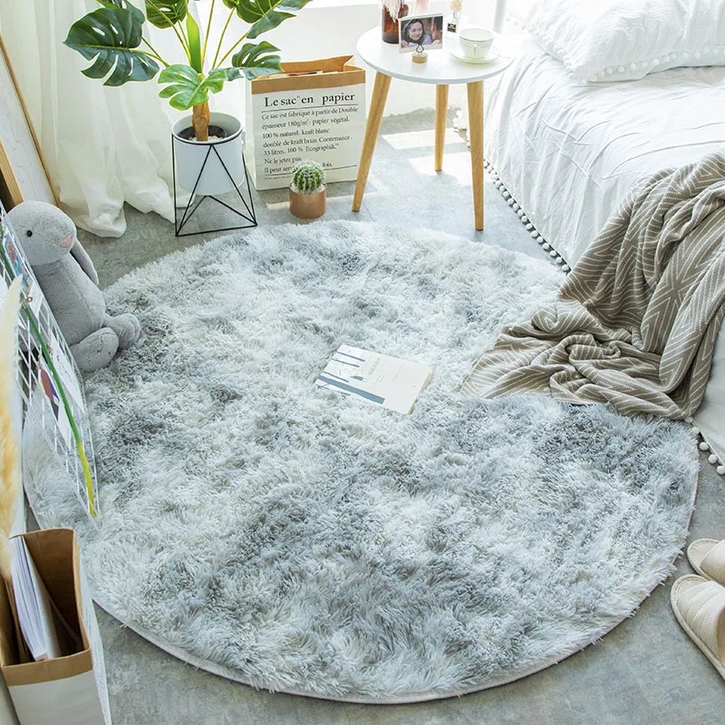 

Round Rug Carpets for Living Room Decor Faux Fur Rugs Kids Room Long Plush Rugs for Bedroom Shaggy Area Rug Modern