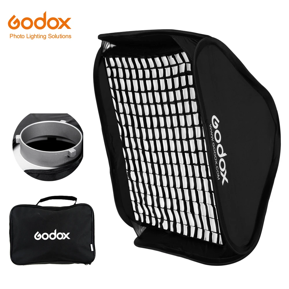 

Складной портативный софтбокс Godox 60x60 см 80x80 см с креплением Bowens + сотовая сетка студийный стробоскопический диффузор для вспышки