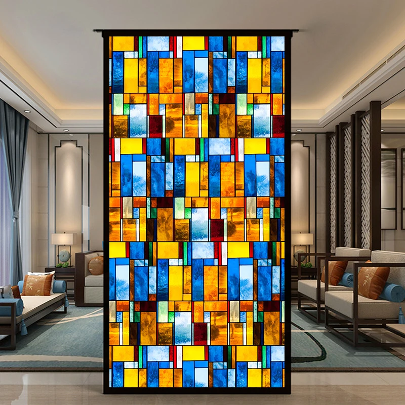 Статическая липкая оконная пленка на заказ ПВХ Геометрическая УФ-стойкая