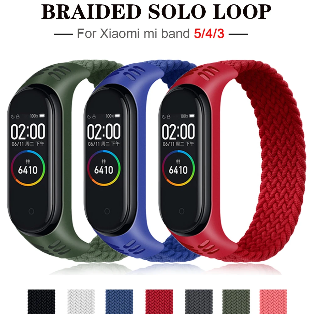 Ремешок для наручных часов Mi band 5 нейлоновый плетеный браслет соло Miband4 Miband5 xiaomi 4