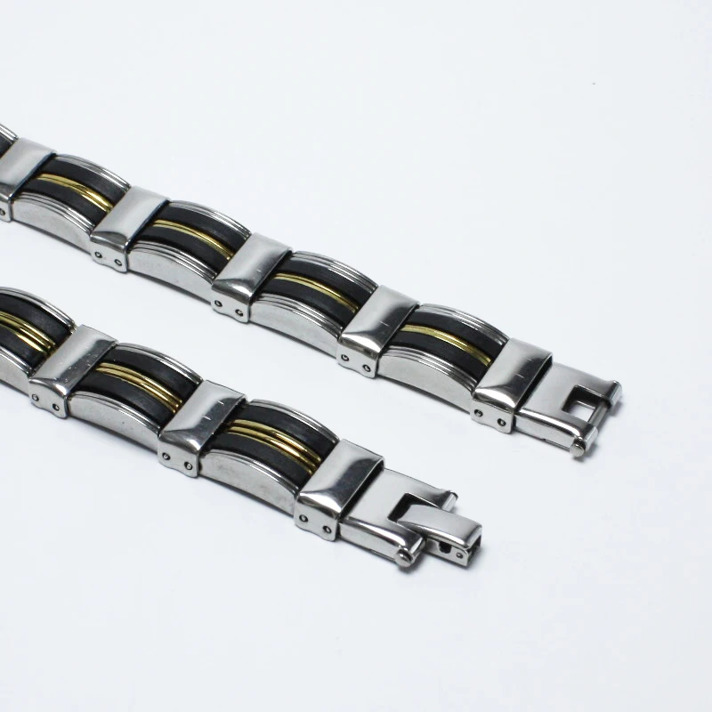 Silicone Stainless Steel Bracelet Men Bangle Silvery&ampBlack Color 316L Clasp For Women | Украшения и аксессуары