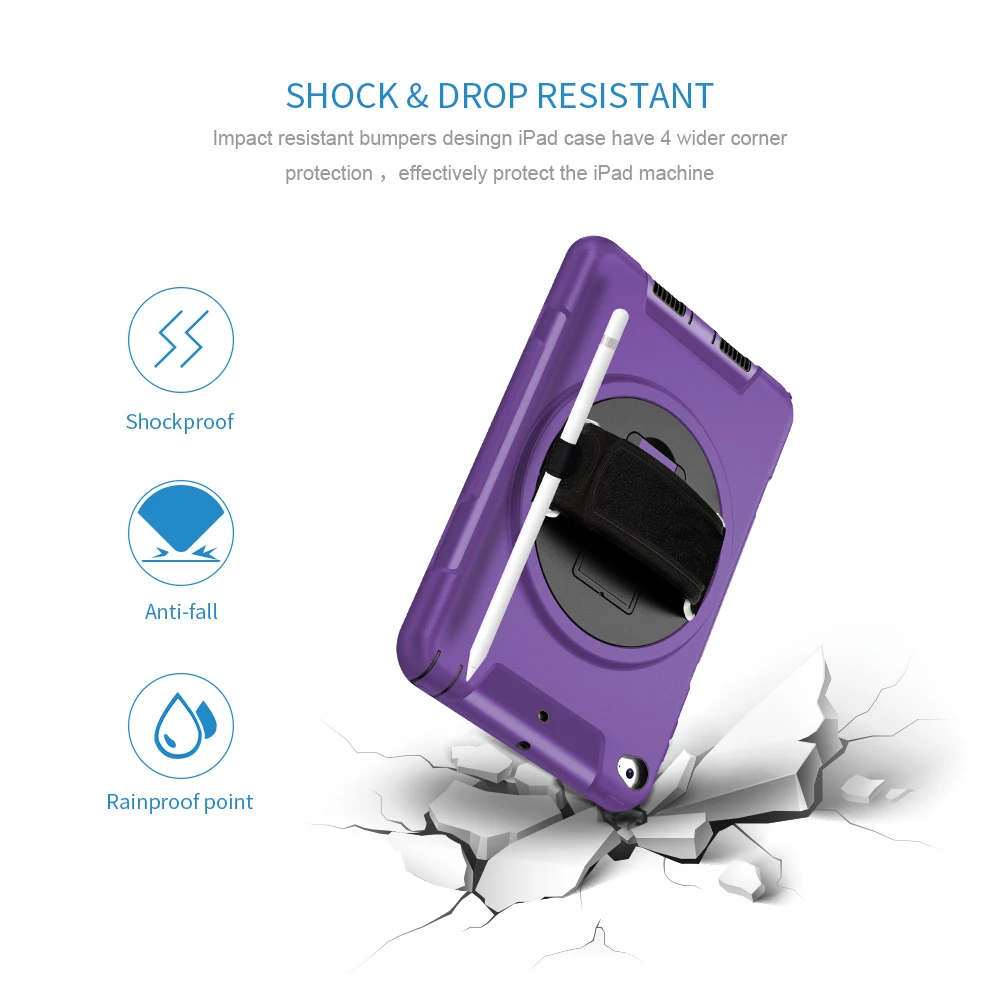 Ударопрочный чехол для iPad Mini 4 5 с держателем ручек вращающийся на 360 подставкой