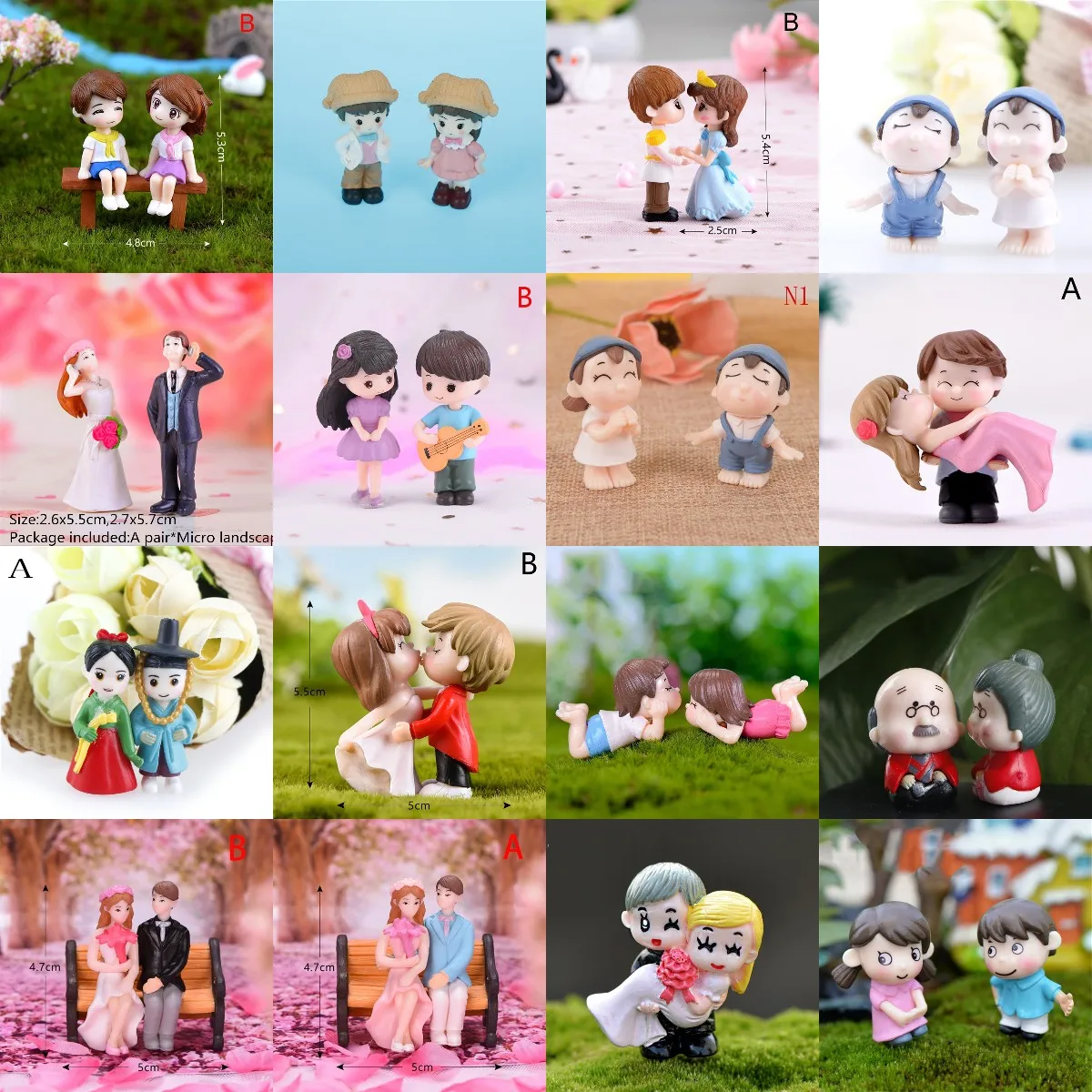 

Hot ! 1/2 PcsSweety Lovers Couple Chair Figurines Miniatures Fairy Garden Gnome Moss Terrariums Resin Crafts Home Decoration
