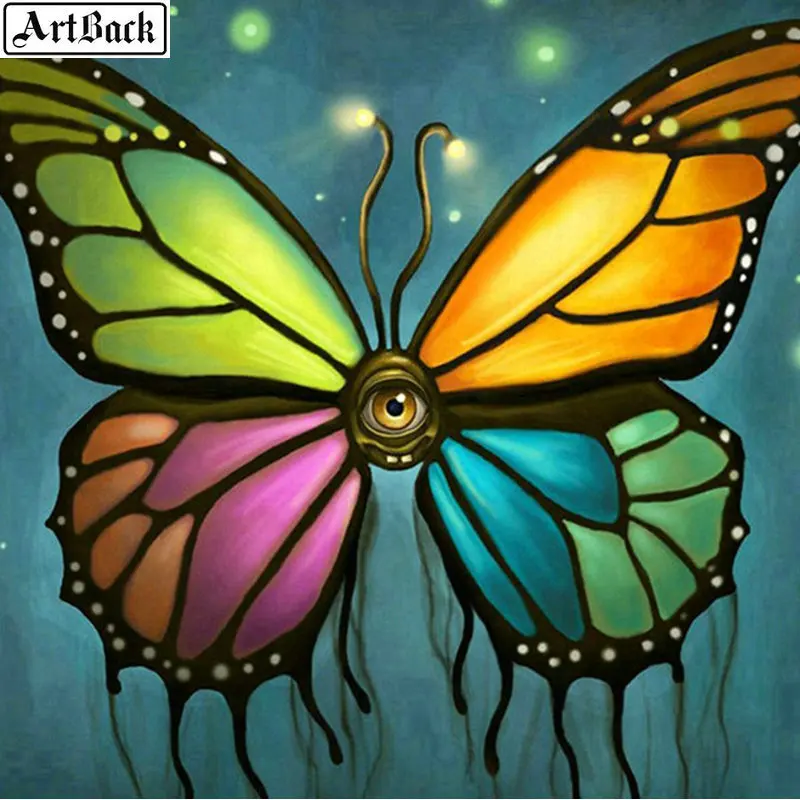 ARTBACK 5d алмазная картина голубая бабочка Вода полный квадратный стикер 3d Бриллиантовая мозаика пейзаж 40x40 см - Цвет: ARL-718