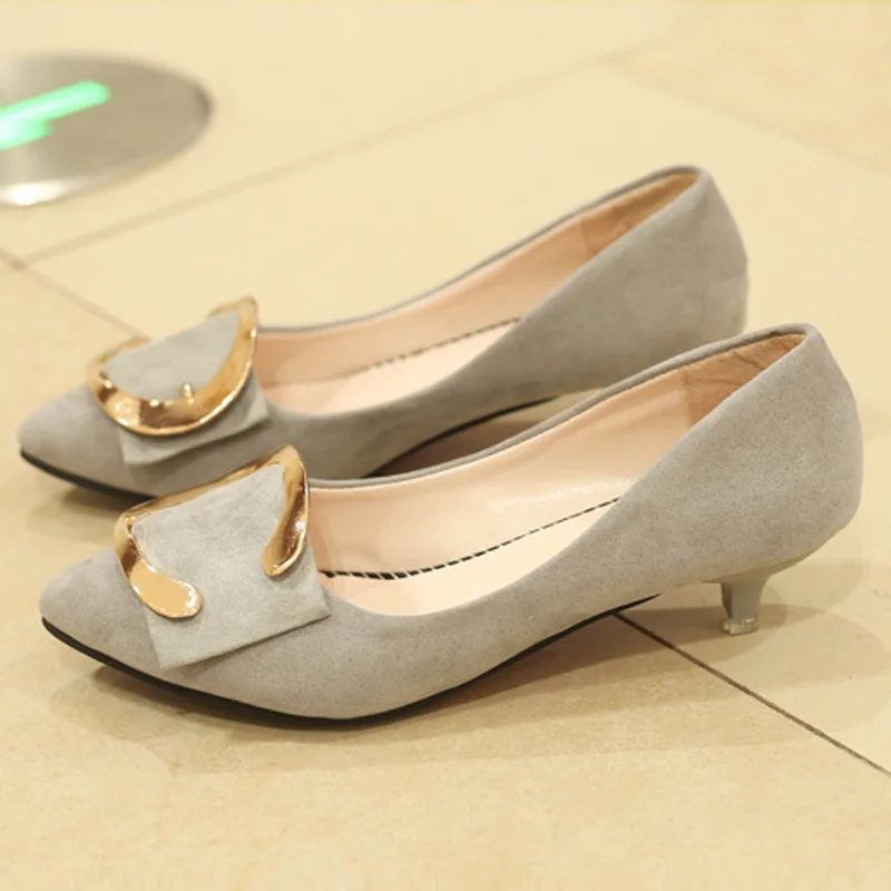 2021 autumn new pointed stiletto ladies single shoes professional suede low heel large size small WSH3193 | Обувь