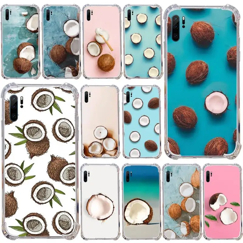 

Summer Fruit Coconut Phone Case Transparent for Samsung s9 s10 s20 Huawei honor P20 P30 P40 xiaomi note mi 8 9 pro lite plus
