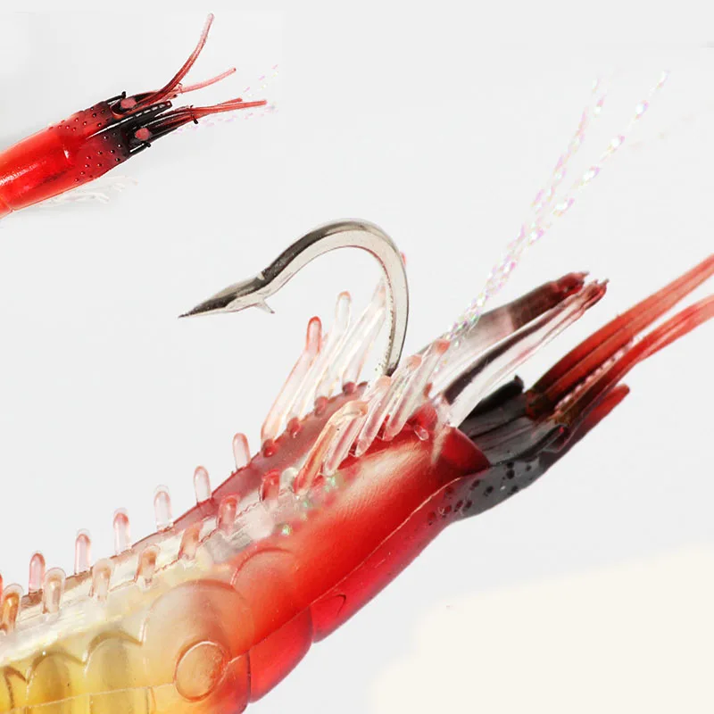 6 шт./лот светящаяся поддельная креветка Мягкая силиконовая искусственная