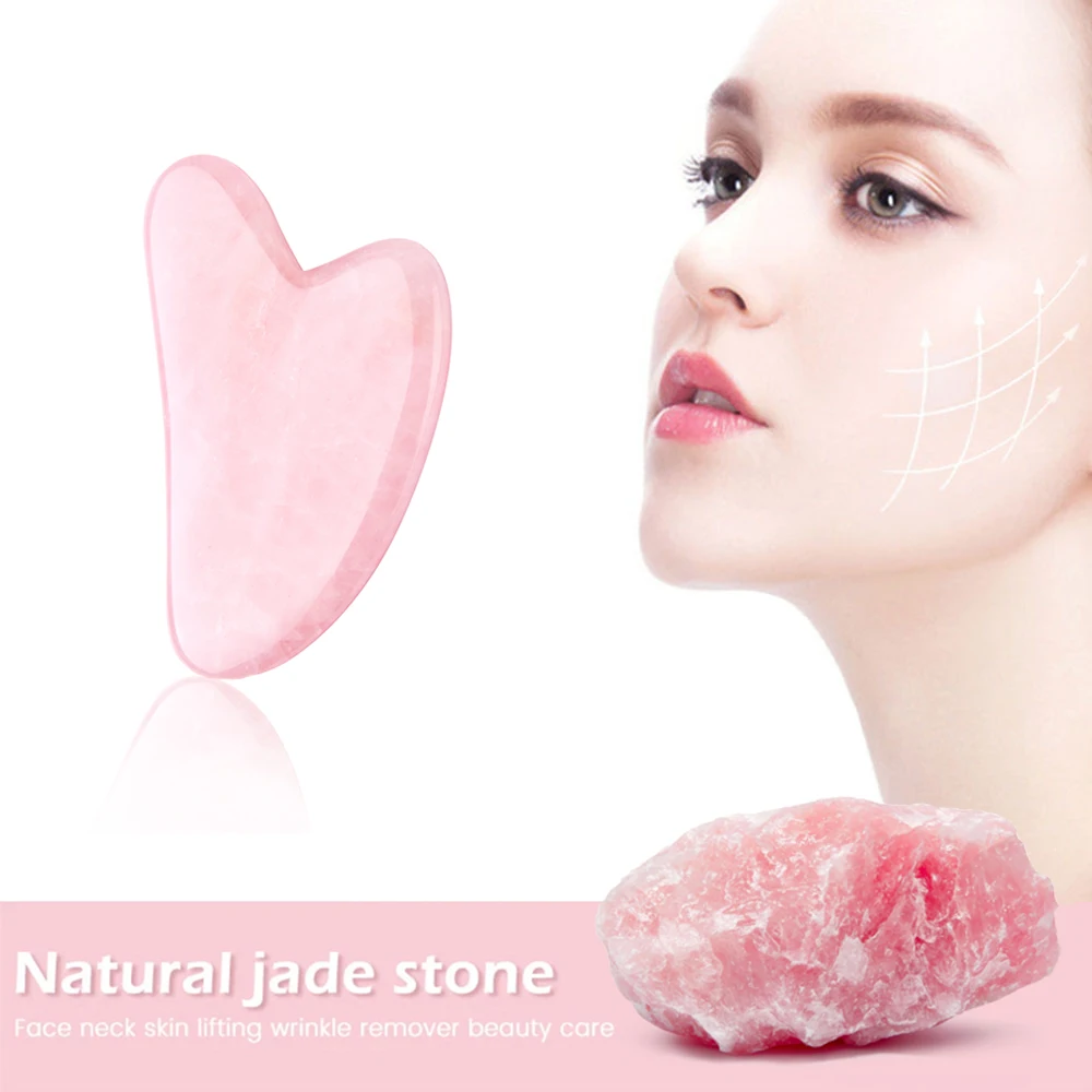 

Natural Jade Gua Sha Stone Board Massage Rose Quartz Guasha Plate Face Massager Gouache Scraper Tool Facial Lift Wrinkle Remover