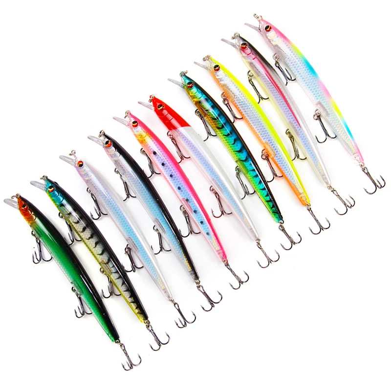 135mm 14.5g Minnow Fishing Lure laser Diving 0.5-1m Sea fishing perch Artificial Hard Bait pike lure Treble hook Wobbler Tackle