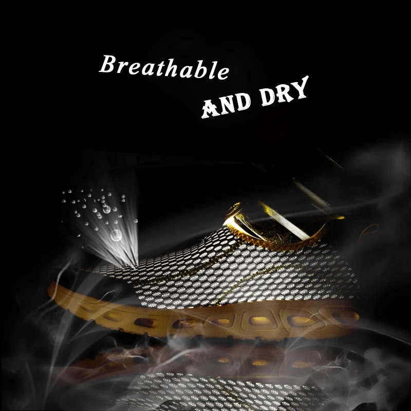 Мужские летние быстросохнущие дышащие кроссовки сетчатый светильник обувь без