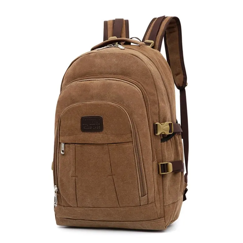 Classics Men s Canvas Backpack Strong Safety Buckle Schoolbag Unisex With thick Straps Decompression Backpack Laptop Bag For Men