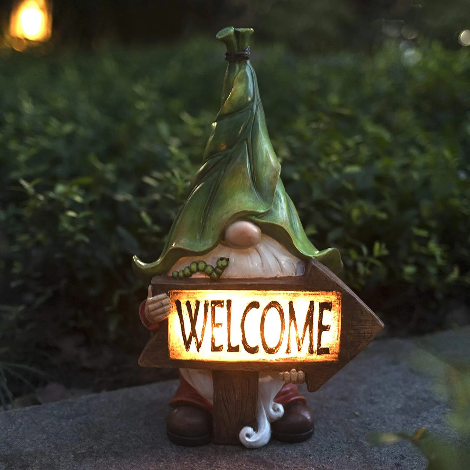 ESTATUILLA decorativa de Pascua para decoraci&oacute;n del hogar, figura de Gnomo enano travieso para patio, adorno de c&eacute;sped, luz LED Solar, estatua de elfo, Hada de jard&iacute;n-3