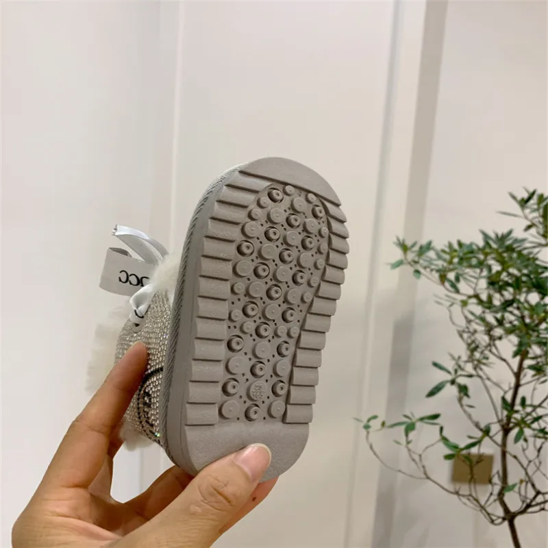 

2020 New Winter Girls Boots Rhinestone Princess Warm Plush Cotton Kids Shoes Non-slip Fashion Toddler Baby Shoes