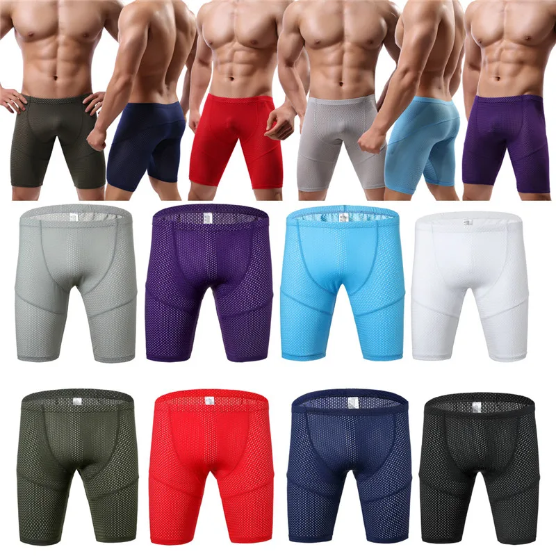

Slim Men's Shorts Mesh Fitness Shorts Breathable Male Pajamas Nightwear Sleepwear Bodybuilding Running Leggings Casual Shorts