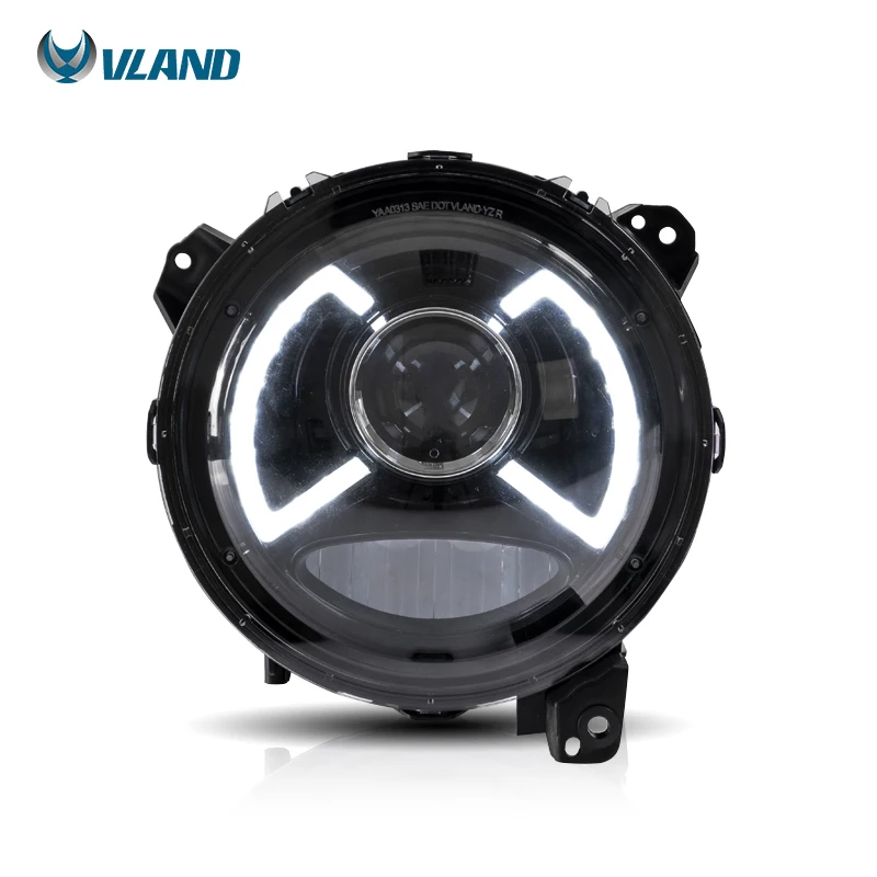 Автомобильный Головной фонарь VLAND для Jeep Wrangler, полный светодиодный фонарь для ближнего и дальнего света