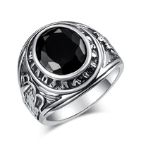 wbmqda fashion silver color ring men wedding paty accessories punk black ring vintage jewelry wholesale drop shipping