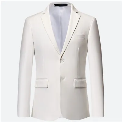 white 1pcs Роскошный мужской свадебный костюм из 3 предметов, модный мужской тонкий однотонный деловой офисный костюм, большие размеры, мужской блейзер+ брюки+ жилет - Цвет: white 1pcs
