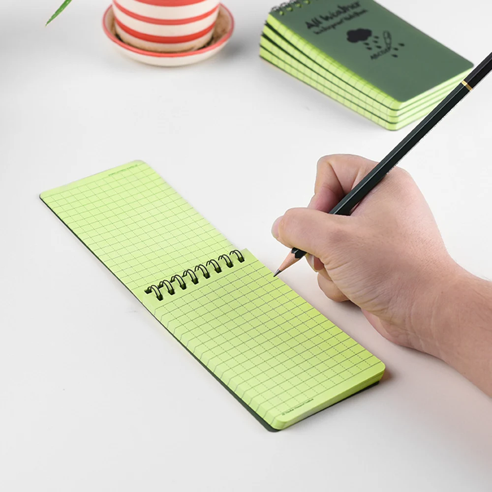 Зеленый карманный блокнот 1 шт. водонепроницаемый для заметок спираль изучения