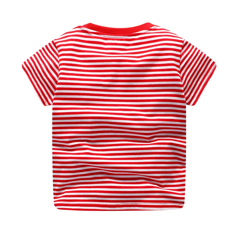 Jumping meters Summer Boys girls T shirts dinosaurs cotton baby boys tees tops stripe o-neck kids short sleeve t | Мать и ребенок