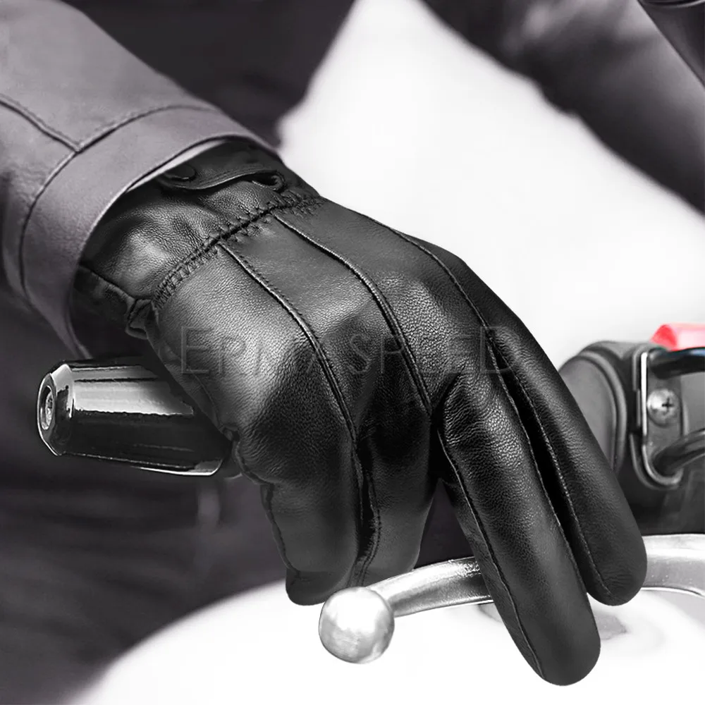Зимние Мотоциклетные Перчатки из овечьей кожи водонепроницаемые теплые