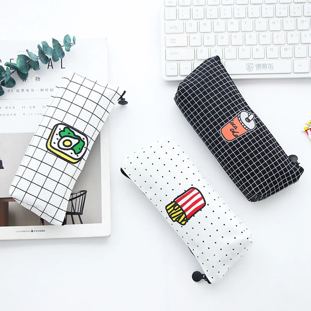 Холщовый чехол для карандашей с милой едой пиццей картошкой фри милый органайзер