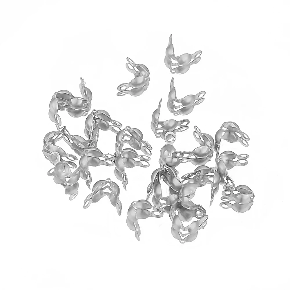 50-100pcs 18k Gold Stainless Steel Ball Chain Calotte Crimps Beads Connector End Clasp DIY Jewelry Necklace Bracelets Supplies | Украшения