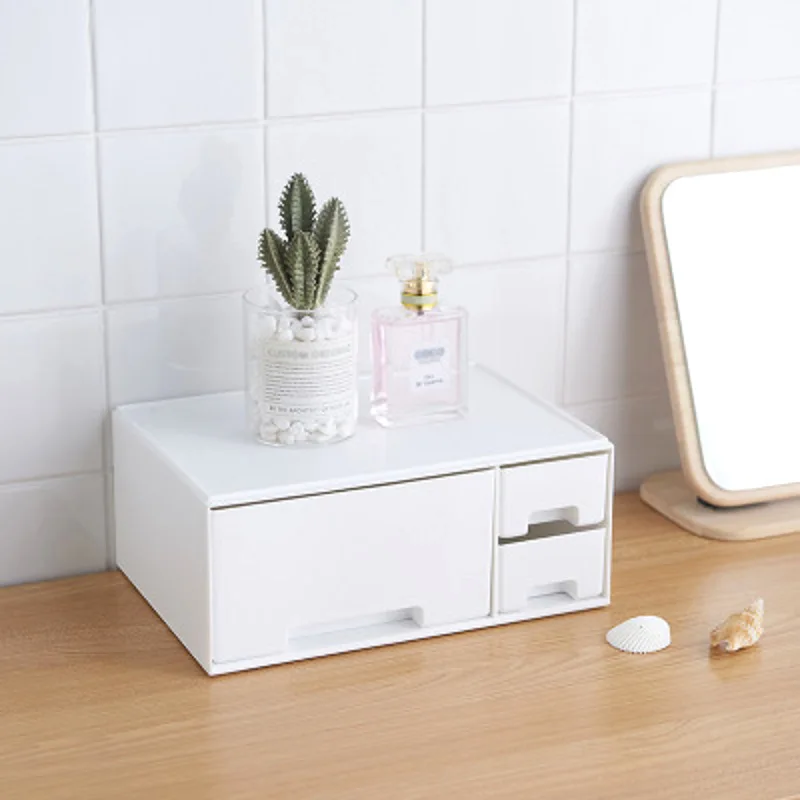 Grey White Plastic Cosmetic Drawer Makeup Organizer Storage Box Container Nail Casket Holder Desktop Sundry Case | Дом и сад