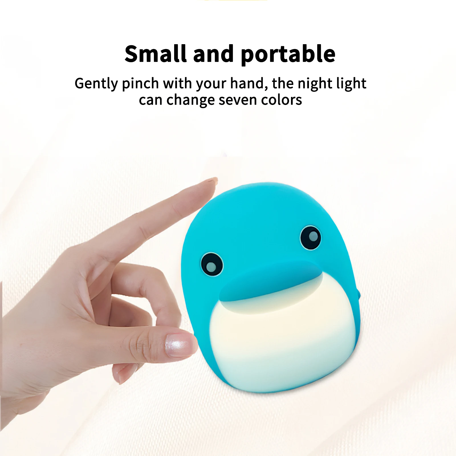 

LED Dolphin Nightlight Cute Cartoon Silicone Color Nightlight Children'S Bedroom Decoration Gift Remote Control USB Charging