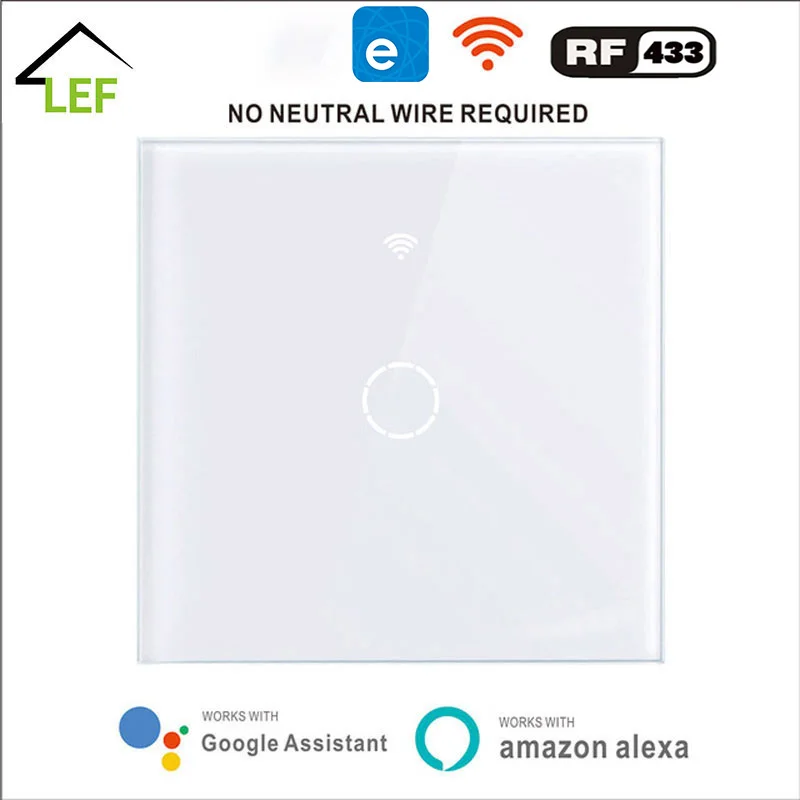 Умный выключатель eWeLink RF433 с ДУ Wi Fi не требует нейтрального провода стеклянная
