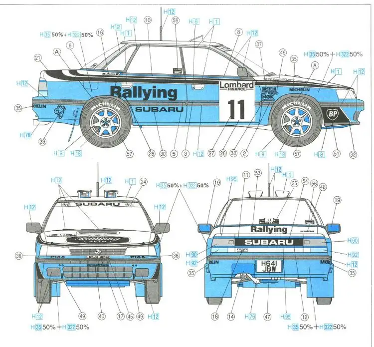 1/24 Subaru Legacy RS 1991 ралли RAC модель автомобиля 20390