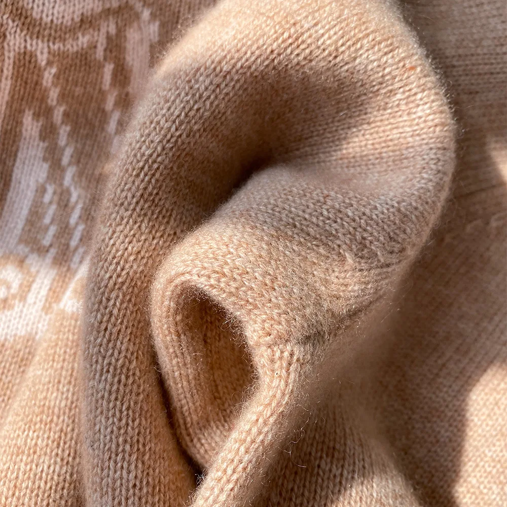 

Letter Contrast Color Matching Cashmere Sweater Women 2020 New Pure Cashmere Loose Outer Wear Pullover Autumn and Winter