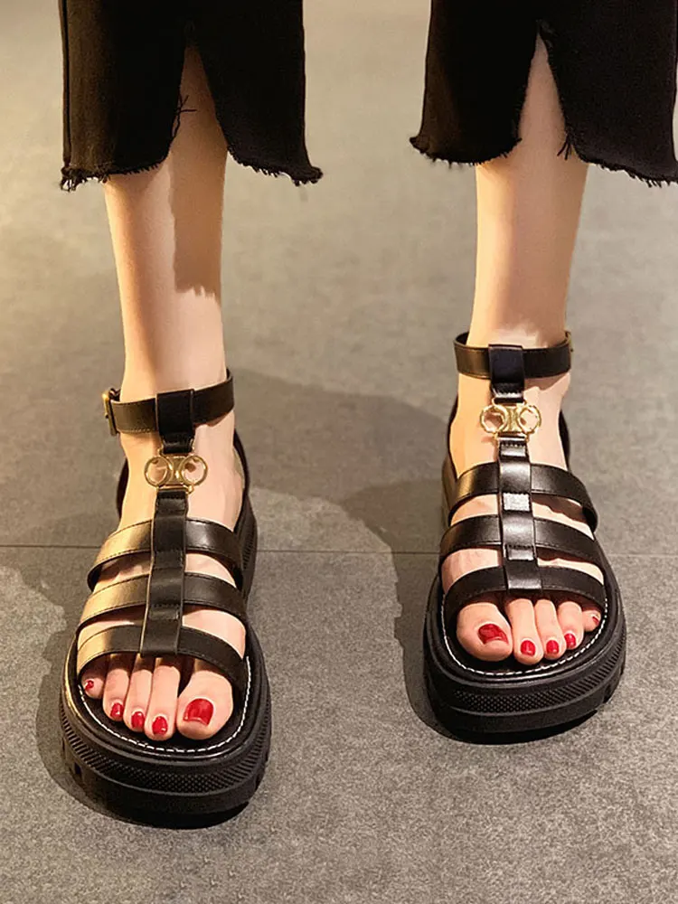 Sandals Women's Shoes Summer 2021 New Style Woven Thick-soled Heightening Fashion Retro Roman Shoes  Shoes for Women
