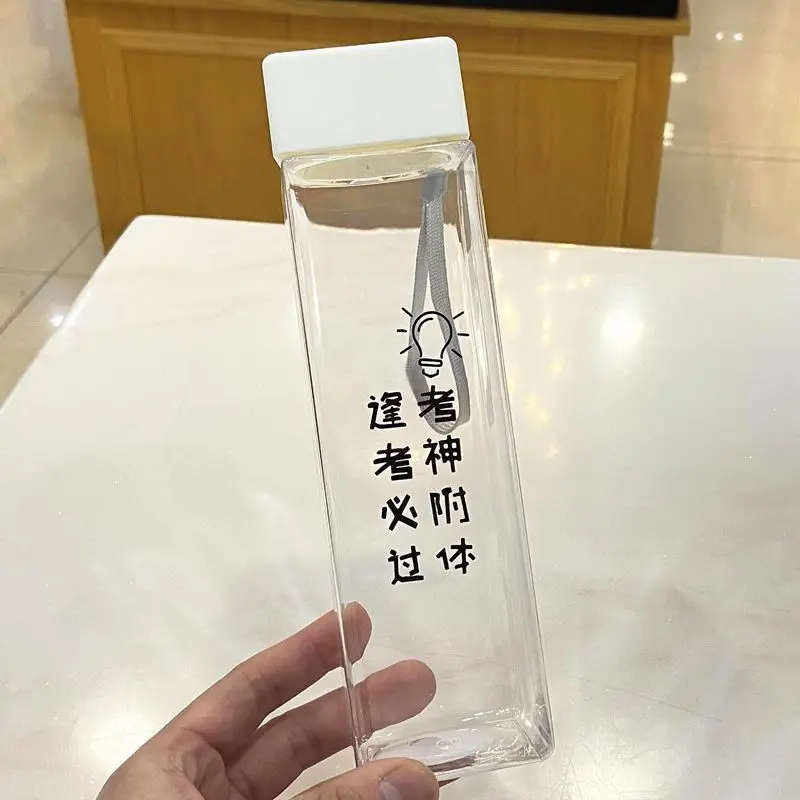 

Summer sports boys and girls plastic cup large capacity fall proof portable simple trend square water cup adult cup