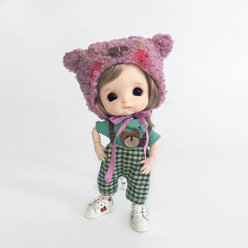 

12 Styles Ob11 Doll Clothes Handmade Plush Bear Hat 16cm BJD Doll Clothes GSC YMY P9 1/12 Doll House Universal Accessory