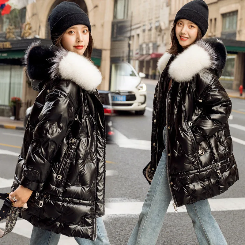 

New 2020 Winter Big Real Fox Fur Hooded Jacket 90% White Duck Down Coat Long Down Parkas Thick Warm Snow Overcoats B609