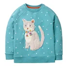 Хлопковая синяя кошачья Одежда для девочек Little maven, милый свитер, Детская Удобная Толстовка для малышей, мягкая одежда