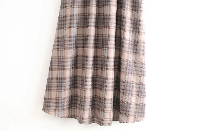 Женское клетчатое ТРАПЕЦИЕВИДНОЕ ПЛАТЬЕ Макси без рукавов с вырезом лодочкой и