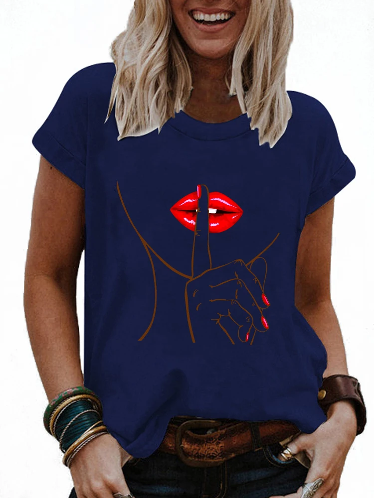 

Women's New Summer Fashion Hand-Paint Printed Short Sleeve Round Neck T-shirt Casual Graphic Blouse Loose Pullover Tops