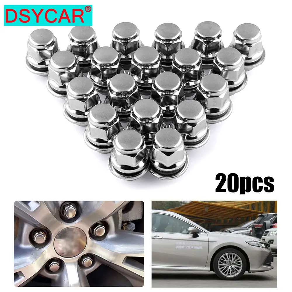 DSYCAR-tornillos de cubo de rueda de coche, Clips de sujeción de acero y Metal, Tuercas de coche, tuercas de rueda, tapas de estilo de coche para Toyota y Camry, 20 piezas