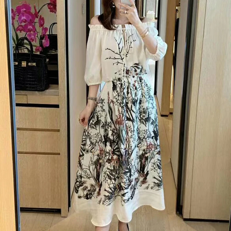 

Модное повседневное платье, подиумное платье А-силуэта, платье миди с принтом