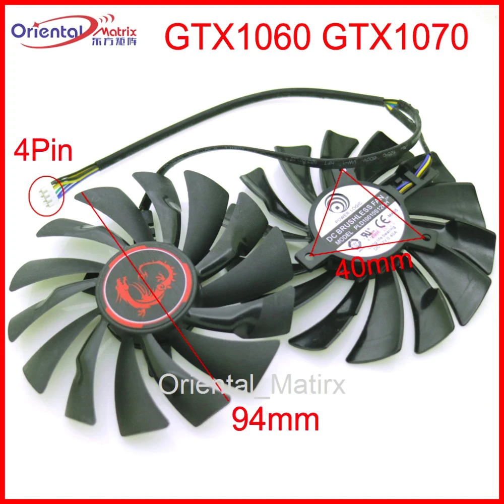 

Free Shipping 2pcs/lot PLD10010S12HH 95mm 4Pin VGA Fan For MSI GTX1070 1070 GTX1060 1060 Graphics Card Fan