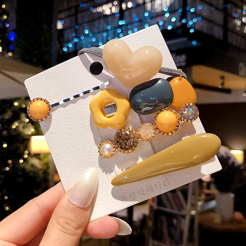 

3/4/5/6/7/8/12 PCS/Sets Pearl Hair Clip Snap Button Hair Pins for Women Children Lovely Hair Clips Barrettes Hair Accessories